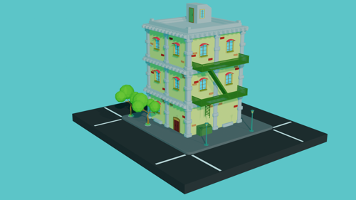 low poly building preview image